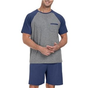 Men's Pajama Set Sleepwear Lightweight Short Sleeve Navy Blue NWT